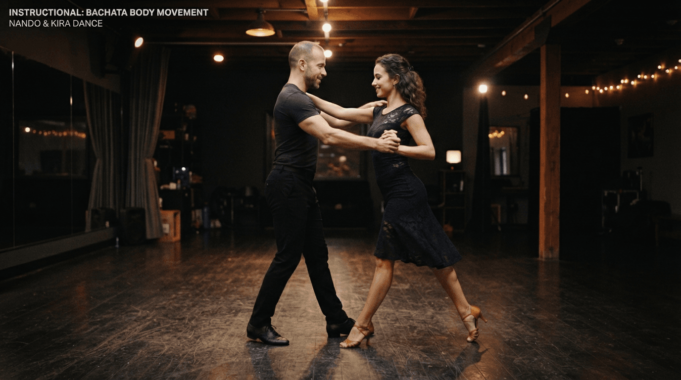 Dancers mid-step on a social dance floor at night